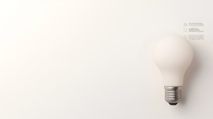 Aufkleber - Minimalist 3D rendering of a lightbulb in a soft white setting perfect for adding text graphics or marketing elements on the right side  Futuristic and simple design ideal for branding