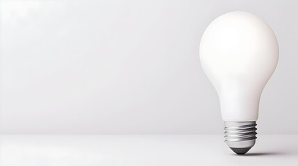 Aufkleber - Minimalist and sleek 3D rendering of a lightbulb in a soft white studio setting perfect for adding text or marketing graphics on the right side