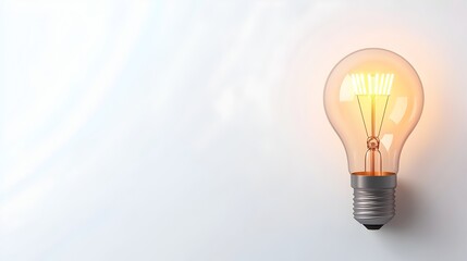 Aufkleber - Detailed 3D render of a lightbulb design with a bright glowing filament positioned on a clean white background perfect for product advertisements presentations or technology focused content