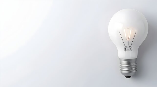 Closeup of a 3D rendered lightbulb against a pristine white backdrop showcasing clean geometric lines and crisp high detail rendering  This image captures the essence of modern