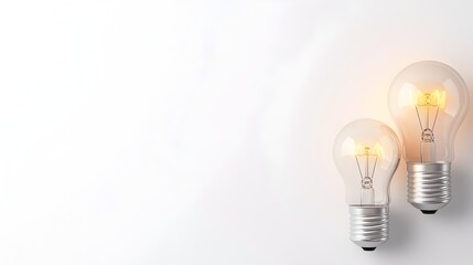 Fototapete - Elegant and minimalist 3D render of a lightbulb design with a glowing filament isolated on a clean white background providing a simple and modern aesthetic for product or branding