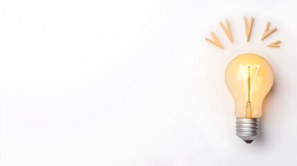 Aufkleber - Beautifully rendered 3D lightbulb design with a glowing filament isolated on a plain white background