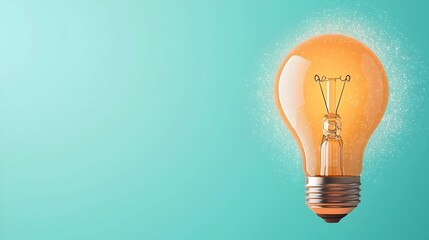 Leinwandbilder - Glowing Lightbulb Surrounded by Soft Sparkles and Mist Against Calming Gradient Background  Atmospheric and Futuristic Depicting Innovation Creativity and Illumination