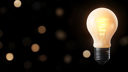 Leinwandbilder - Glowing lightbulb against a dark moody backdrop surrounded by soft blurred bokeh lights representing ideas creativity and innovation in a professional 3D design setting
