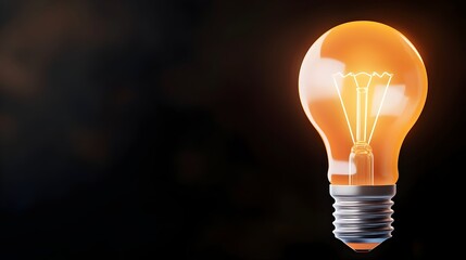 Poster - 3D rendering of an illuminated lightbulb on a dark background with a warm diffused bokeh glow symbolizing the concepts of creativity innovation and problem solving