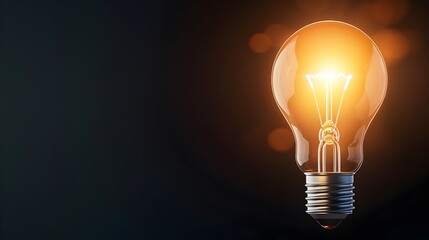 Leinwandbilder - Illuminated 3D rendering of a glowing lightbulb on a dark background with a warm bokeh effect  This image symbolizes creativity innovation and the spark of new ideas making it perfect for advertising