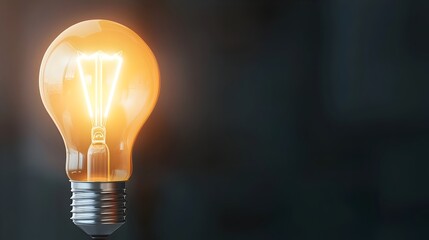 Fototapete - Illuminated lightbulb on a dark background with a warm glowing bokeh effect symbolizing creativity innovation and ideas for advertising marketing and technology concepts