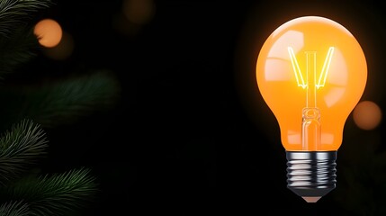 Poster - Glowing lightbulb on a dark background with soft warm bokeh effects   a professional 3D rendering representing the concepts of innovation creativity and technological