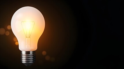 Poster - Glowing Lightbulb on Dark Background with Soft Warm Bokeh Effects   A Professional 3D Rendering Representing Innovation Creativity and Technological Advancement