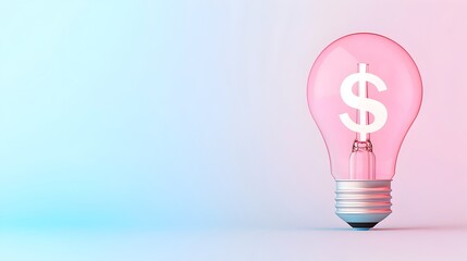 Aufkleber - Glowing Lightbulb and Dollar Sign Hologram on a Minimalist White and Blue Gradient Background 3D Rendering for Business Visuals and Finance Concepts
