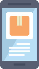 Poster - minimalist vector illustration of a smartphone displaying a parcel tracking app, symbolizing deliver