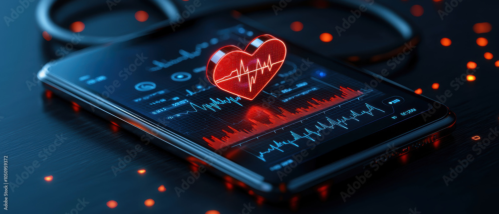 futuristic healthcare system interface displayed on smartphone ...