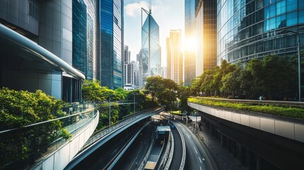 Poster - Disability inclusivity represented by a cityscape featuring accessible infrastructure and inclusive public spaces, Signifying accessibility in urban planning, photography style