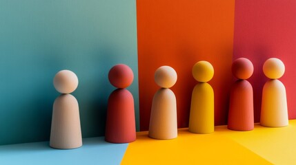 Poster - Harmony in diversity, depicted through abstract shapes in complementary colors, symbolizing unity and collaboration