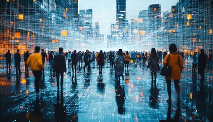 Fototapete - Visual depiction of a networking grid with diverse individuals