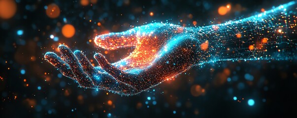 Aufkleber - Abstract dark illustration of a hand symbolizing connection and networking