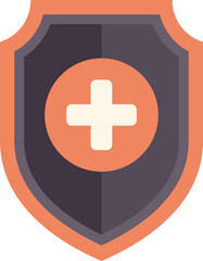 Wall Mural - Shield icon is displaying a white cross on a red circle promoting healthcare and safety