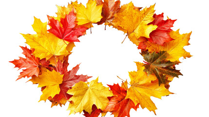 Poster - Vibrant autumn leaf wreath isolated. png