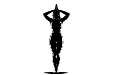 Aufkleber - A minimalist illustration of a person standing in a yoga pose, taking a deep breath with simple, flowing lines