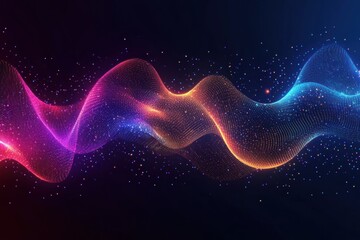 Wall Mural - Abstract Digital Wave with Glowing Particles