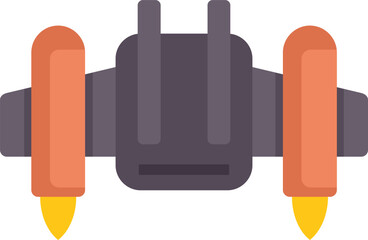 Poster - jetpack flying forward, generating thrust and flames