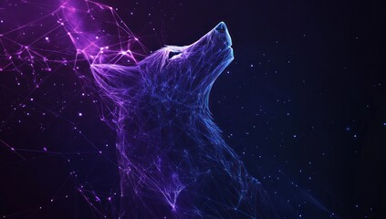 Digital Wolf in the Night Sky