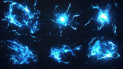 Wall Mural - Set of blue flashes.