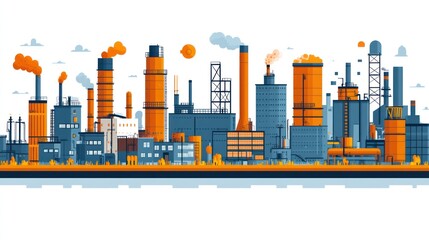 An Industrial Complex with Smokestacks and Buildings