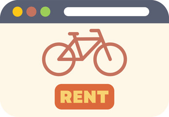 Poster - bicycle renting service website interface showing a bike and a red rent button