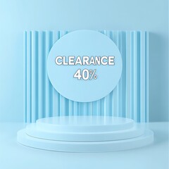 Wall Mural - 3D Light Blue Clearance Background Display