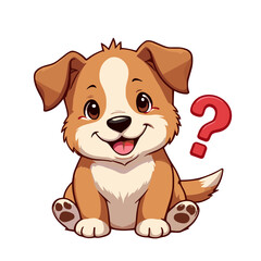 Poster - Puzzled Cartoon Dog with Question Mark Against  