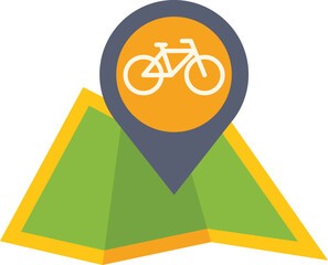 Poster - location pin is indicating a bicycle shop or bike path on a stylized map