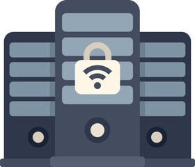Fototapete - illustration of a server room providing secure wifi internet connection, symbolizing data protection