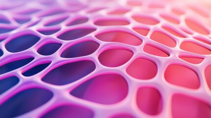 Poster - An abstract close-up of a colorful, honeycomb-like texture featuring pink and purple hues, evoking a sense of modern design or natural structures.