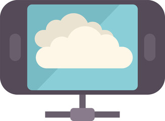 Fototapete - smartphone connecting to cloud service through cable, cloud storage concept