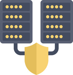 Fototapete - server connection being protected with a shield representing data protection and secure network