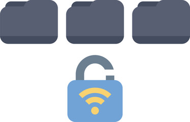 Aufkleber - open padlock with a wifi symbol protecting files, folders and data, concept of cybersecurity and clo