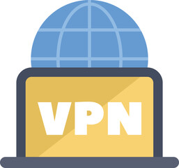 Poster - laptop displaying vpn on screen with globe above, symbolizing secure and private internet access