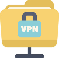 Poster - this vector icon represents the concept of data protection using a vpn for secure file storage and a