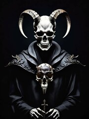 skull with horns on a dark background