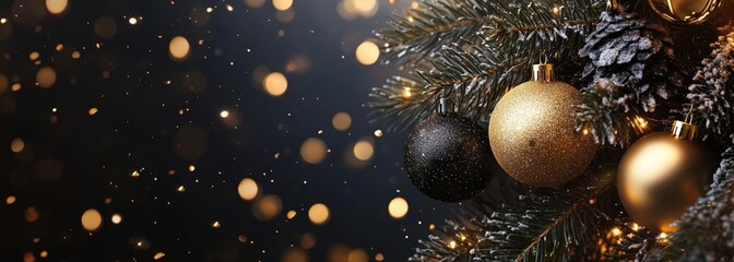 Wall Mural - premium christmas background. black and gold colors. festive holiday