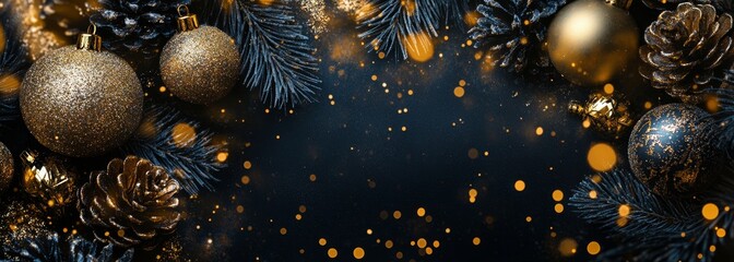 Wall Mural - premium christmas background. black and gold colors. festive holiday
