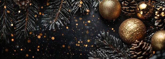 Wall Mural - premium christmas background. black and gold colors. festive holiday