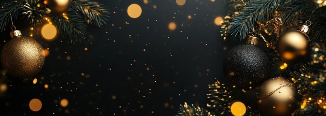 Wall Mural - premium christmas background. black and gold colors. festive holiday
