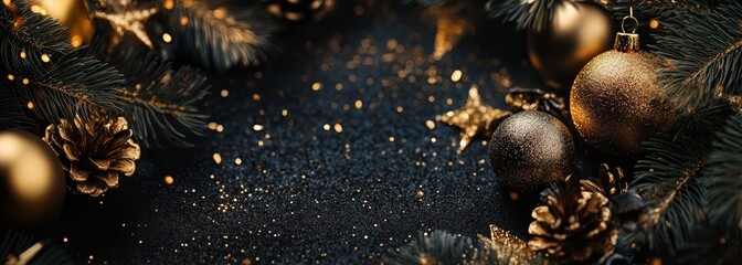 Wall Mural - premium christmas background. black and gold colors. festive holiday