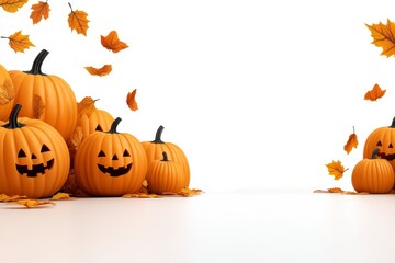 a 2d cartoon illustration of a pumpkin patch with colorful pumpkins autumn vibes white background