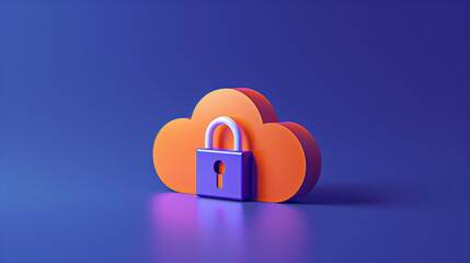 Canvas Print - 3D illustration of cloud icon with padlock symbolizing secure cloud storage