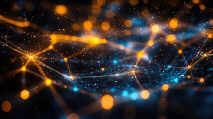 Poster - illuminated connections a stunning visualization of digital networks and data flow in an abstract sp