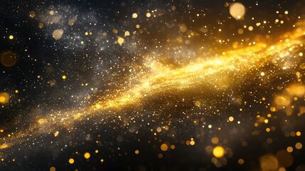 Poster - A mesmerizing voyage through the cosmic splendor of stars and golden particles in the universe