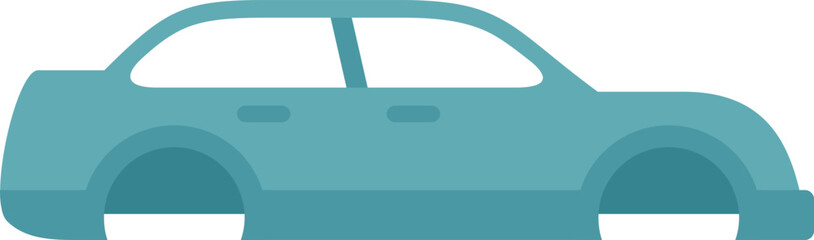 Poster - This vector illustration features a car body frame that is missing its wheels, engine, and interior, symbolizing the initial stages of automobile production